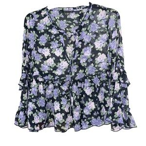 American Eagle Outfitters Peasant Blouse with Layered Bell Sleeves Size M